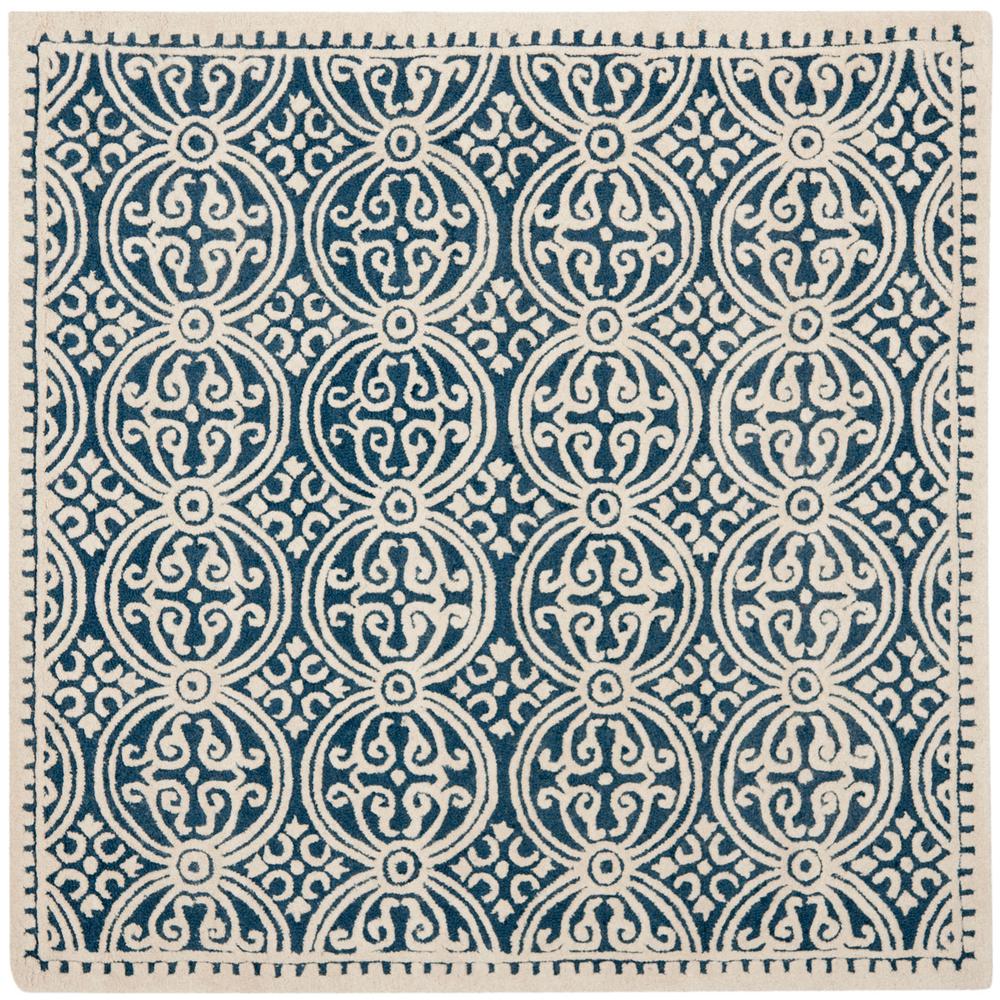 CAMBRIDGE, NAVY BLUE / IVORY, 9' X 9' Square, Area Rug