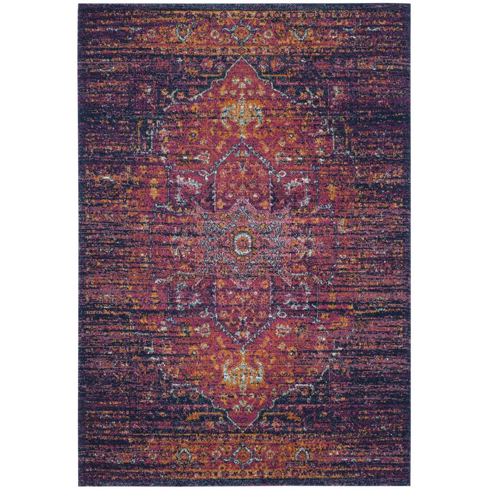 EVOKE, BLUE / FUCHSIA, 6'-7" X 9', Area Rug