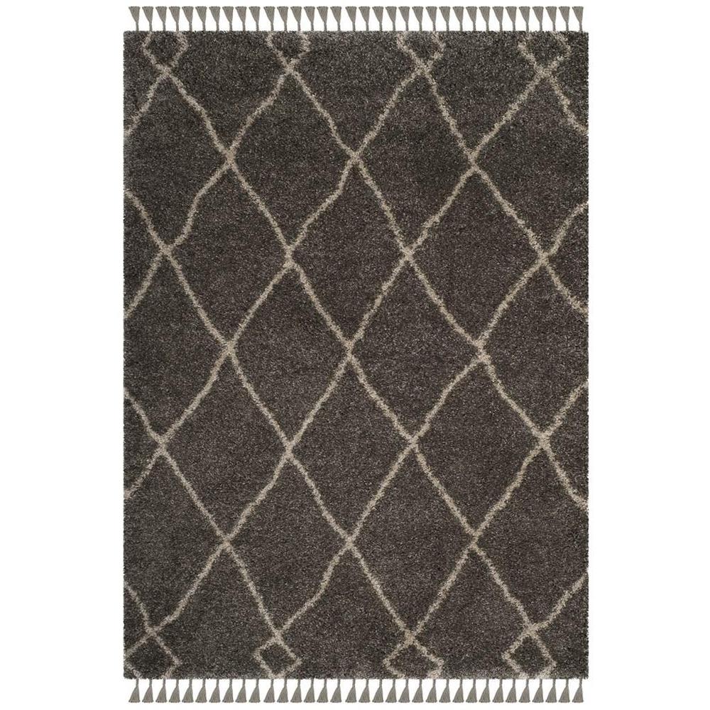MOROCCAN FRINGE SHAG 200, GREY/CREAM, 6'-7" Square, Area Rug, MFG241A-7SQ
