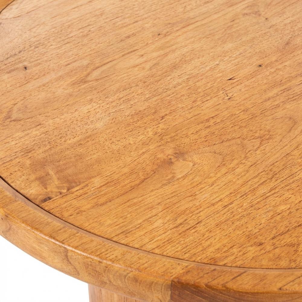 Natural Brown Round Pedestal Coffee Table with Wooden Frame