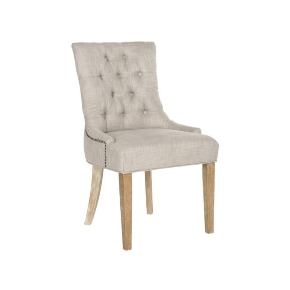 ABBY 19''H TUFTED SIDE CHAIRS (SET OF 2) - BRASS NAIL HEADS