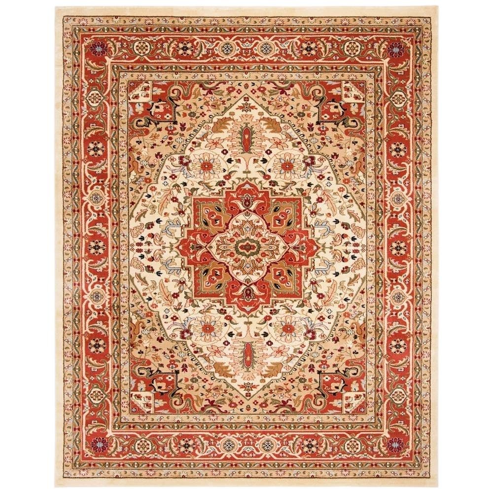 Ivory and Rust Area Rug with Power Loomed Polypropylene Pile and Jute Backing