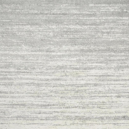 Ivory and Silver Square Area Rug with Power Loomed Polypropylene Pile
