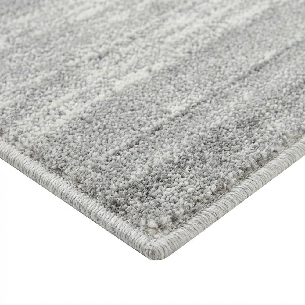 Ivory and Silver Square Area Rug with Power Loomed Polypropylene Pile