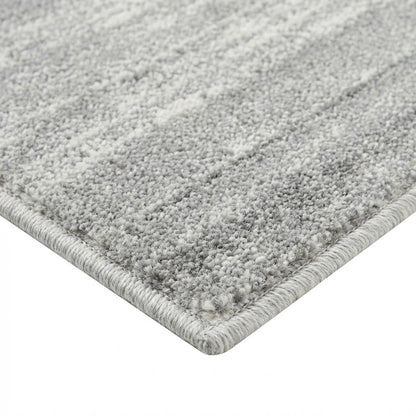 Ivory and Silver Square Area Rug with Power Loomed Polypropylene Pile
