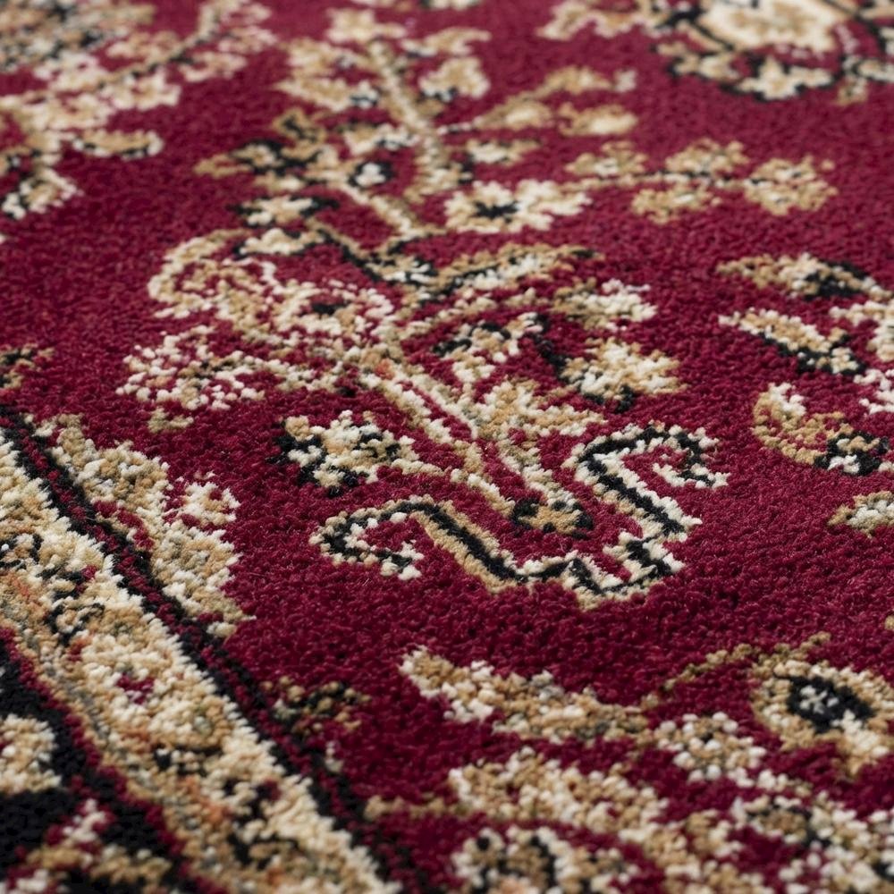 Red and Black Area Rug with Power Loomed Construction and Jute Backing