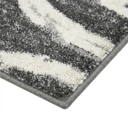 Charcoal and Ivory Area Rug, Power Loomed Polypropylene Pile, Small Rectangle
