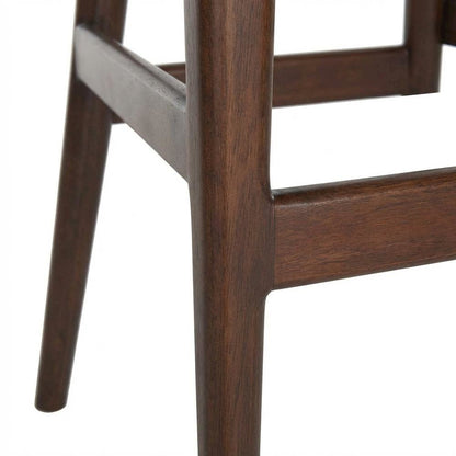 White Artisan Bar Stool with Foam Cushion and Wood Frame for Lounge