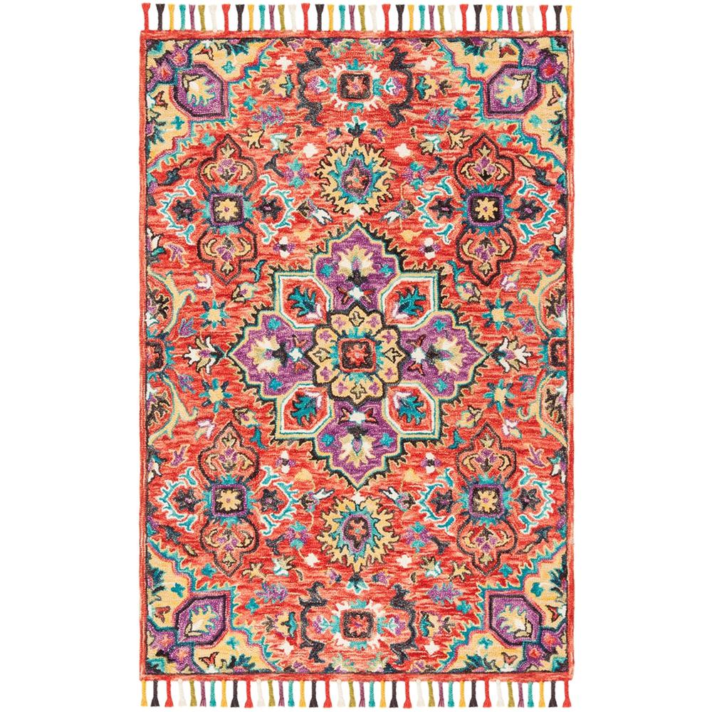 ASPEN, RED / GOLD, 6' X 9', Area Rug