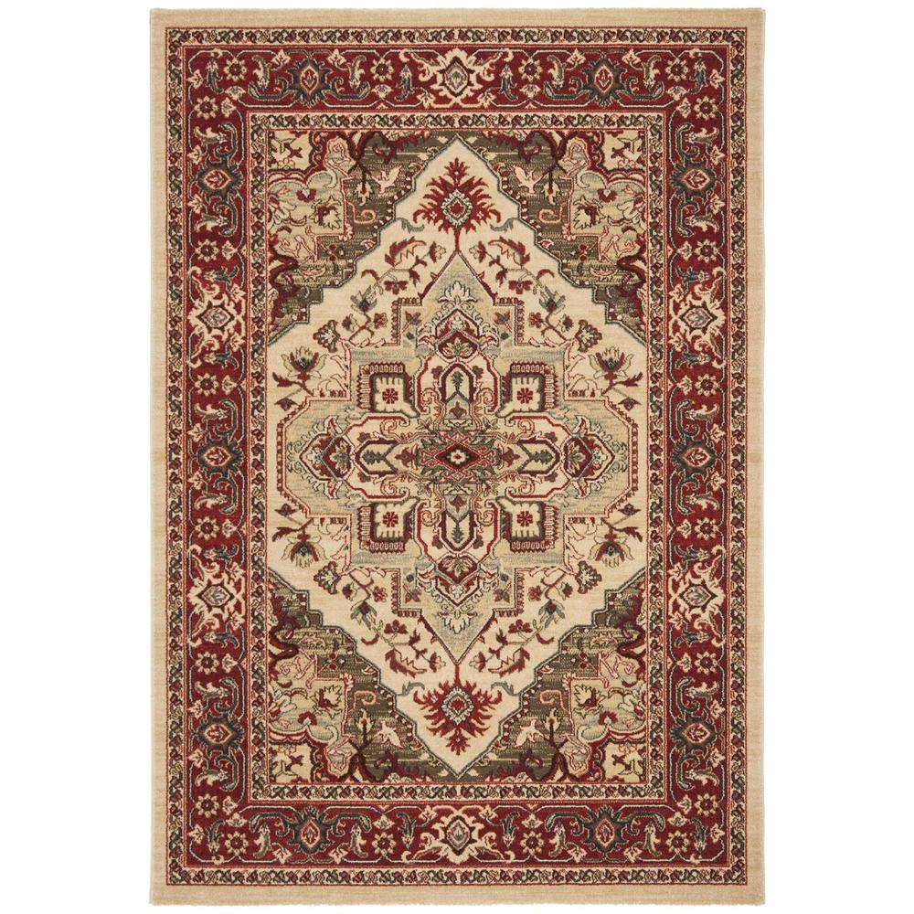 MAHAL, CREME / RED, 6'-7" X 6'-7" Square, Area Rug, MAH678A-7SQ