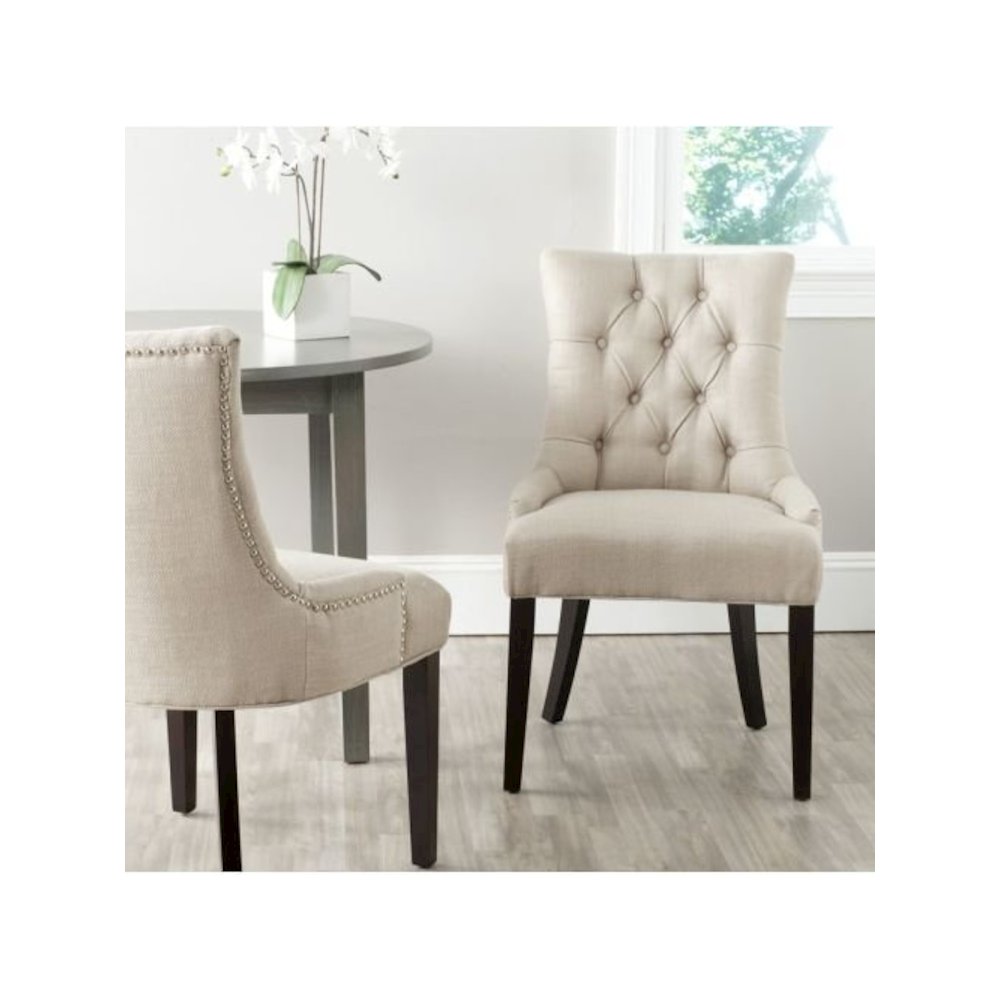 ABBY 19''H TUFTED SIDE CHAIRS (SET OF 2) - BRASS NAIL HEADS