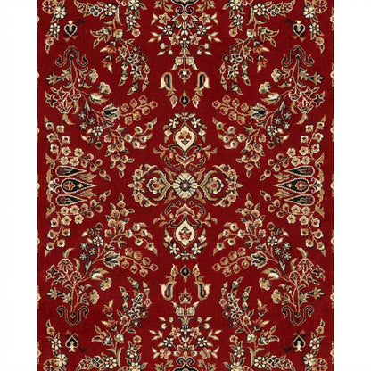 Red and Black Area Rug with Power Loomed Construction and Jute Backing
