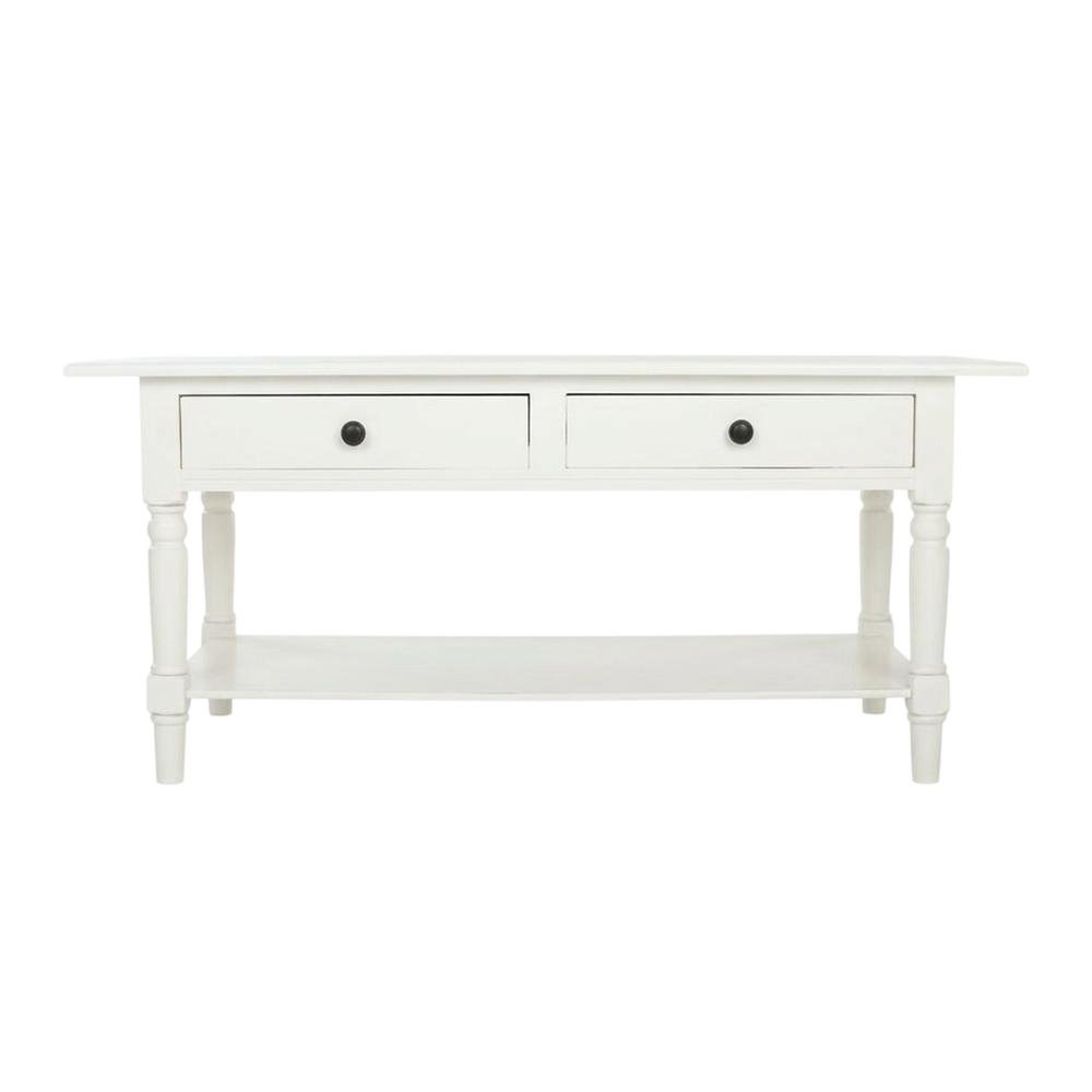 White Pine Coffee Table with 2 Drawers and Storage Shelf