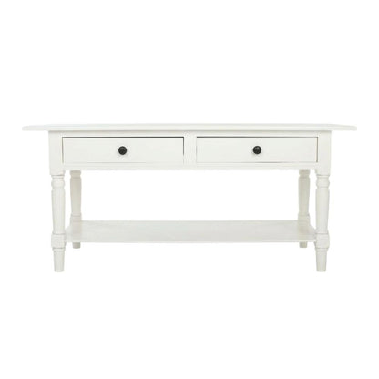 White Pine Coffee Table with 2 Drawers and Storage Shelf
