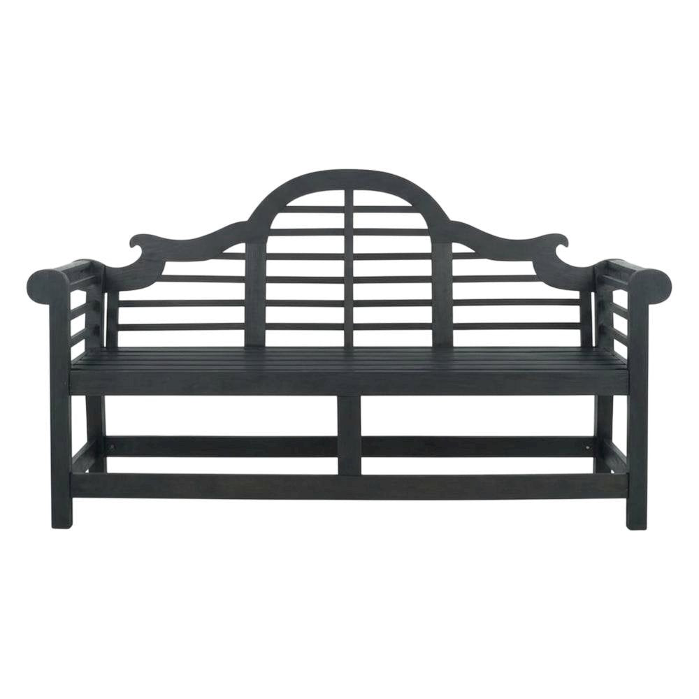 Dark Slate Grey Acacia Bench with Galvanized Steel Frame for Outdoor Use