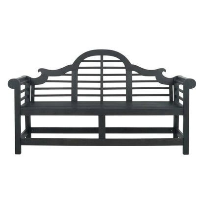 Dark Slate Grey Acacia Bench with Galvanized Steel Frame for Outdoor Use