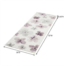 Ivory and Purple Area Rug with Power Loomed Polypropylene Pile Runner Style