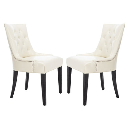 ABBY 19''H TUFTED SIDE CHAIRS (SET OF 2) - SILVER NAIL HEADS, MCR4701B-SET2