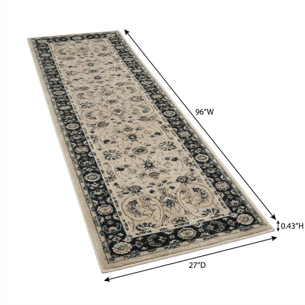 Light Beige / Anthracite Area Rug with Power Loomed Polypropylene Construction