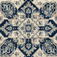 Navy and Creme Area Rug with Power Loomed Construction and Jute Backing