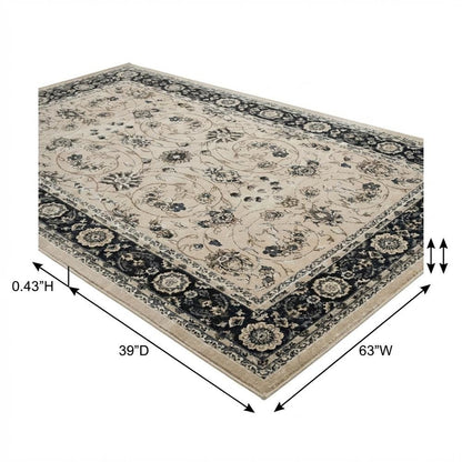 Light Beige and Anthracite Area Rug with Power Loomed Polypropylene
