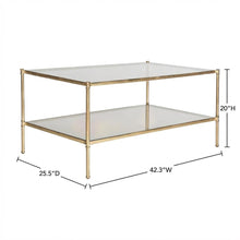 Antique Gold Metal Coffee Table with Shelf and Iron Frame