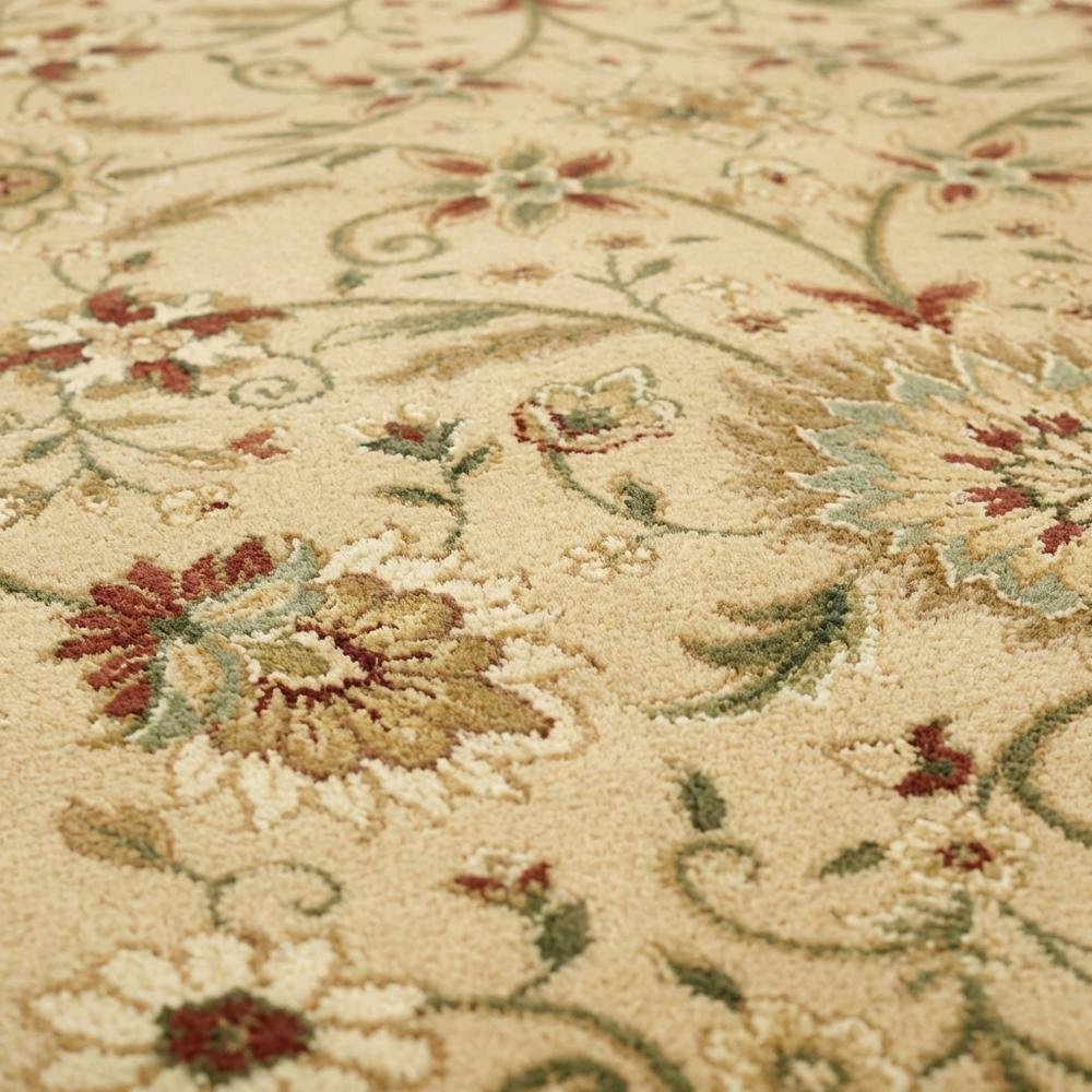 Beige Ivory Area Rug with Power Loomed Polypropylene Pile and Jute Backing