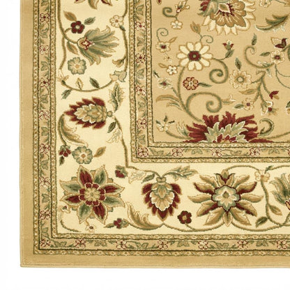 Beige Ivory Area Rug with Power Loomed Polypropylene Pile and Jute Backing