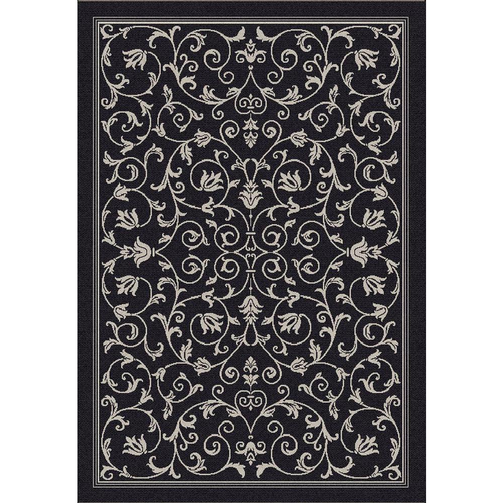 COURTYARD, BLACK / SAND, 5'-3" X 7'-7", Area Rug, CY2098-3908-5