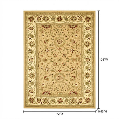 Beige Ivory Area Rug with Power Loomed Polypropylene Pile and Jute Backing