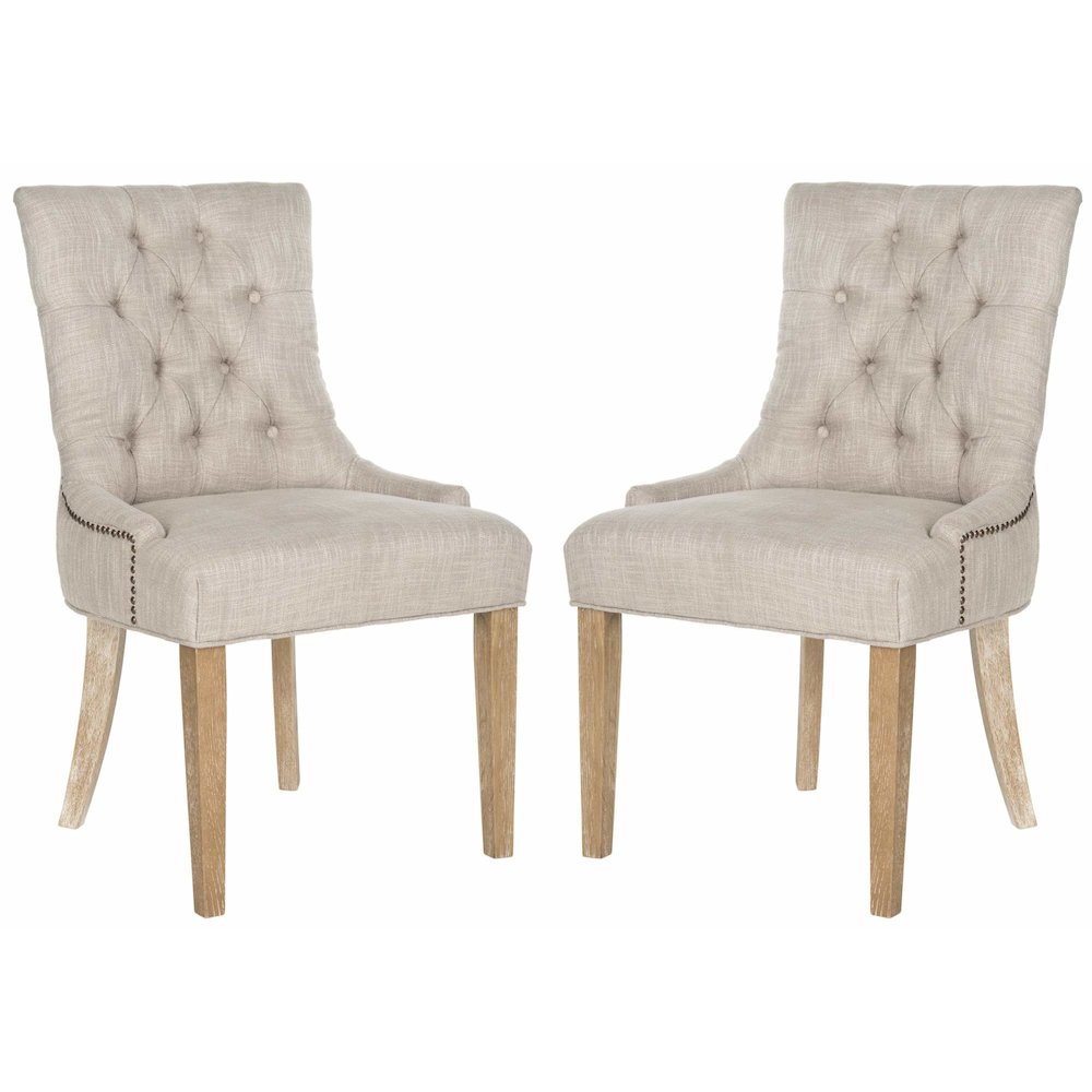 ABBY 19''H TUFTED SIDE CHAIRS (SET OF 2) - BRASS NAIL HEADS