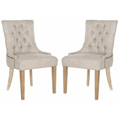 ABBY 19''H TUFTED SIDE CHAIRS (SET OF 2) - BRASS NAIL HEADS