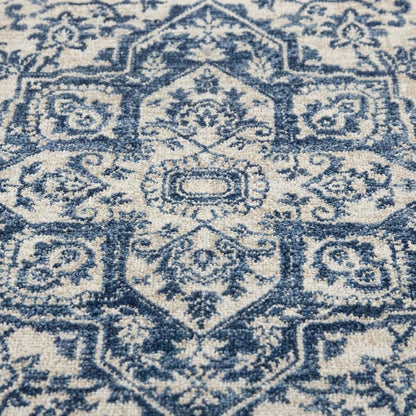 Navy and Light Grey Area Rug, Power Loomed Construction, Jute Backing, Rectangle