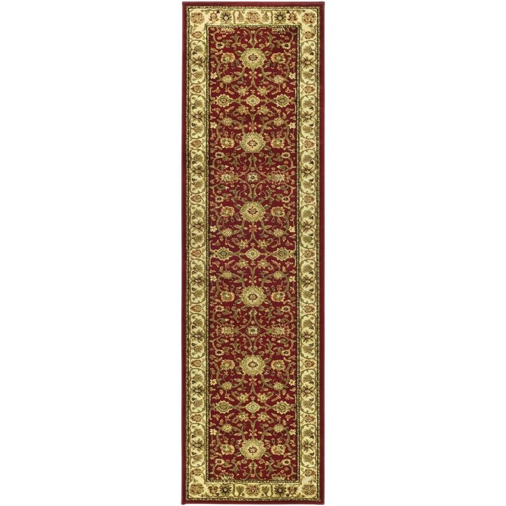 Red / Ivory Area Rug with Jute Backing & Power Loomed Construction, 2'-3" x 6'