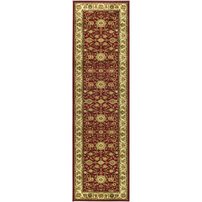 Red / Ivory Area Rug with Jute Backing & Power Loomed Construction, 2'-3" x 6'