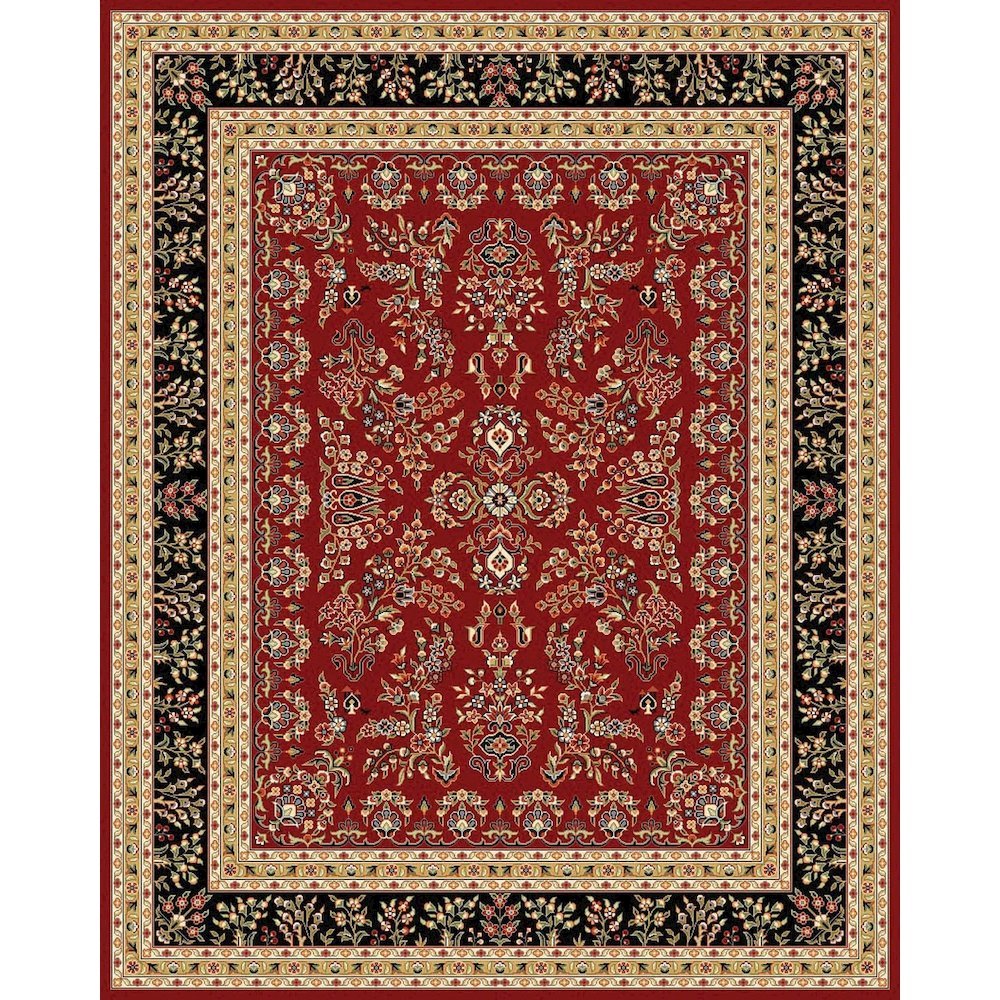 Red and Black Area Rug with Jute Backing and Power Loomed Construction