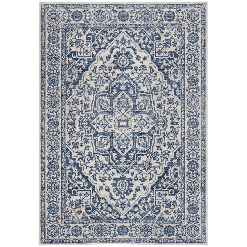 Navy and Light Grey Area Rug with Jute Backing and Power Loomed Construction