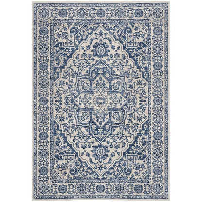 Navy and Light Grey Area Rug with Jute Backing and Power Loomed Construction