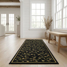 Black and Green Area Rug with Power Loomed Polypropylene Pile and Jute Backing