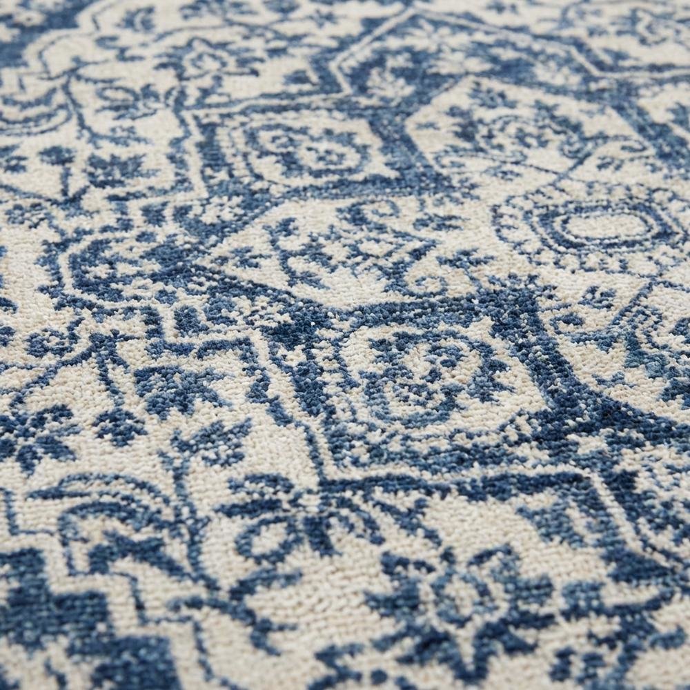 Navy and Light Grey Area Rug with Jute Backing and Power Loomed Construction