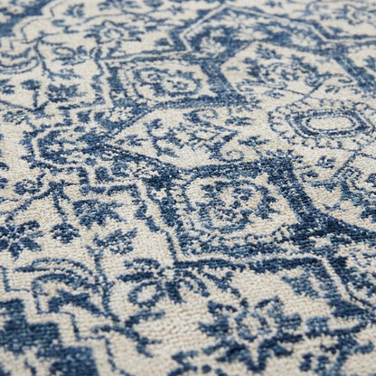 Navy and Light Grey Area Rug with Jute Backing and Power Loomed Construction