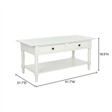 White Pine Coffee Table with 2 Drawers and Storage Shelf