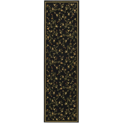 Black and Green Area Rug with Power Loomed Polypropylene Pile and Jute Backing