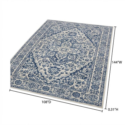 Navy and Light Grey Area Rug with Jute Backing and Power Loomed Construction