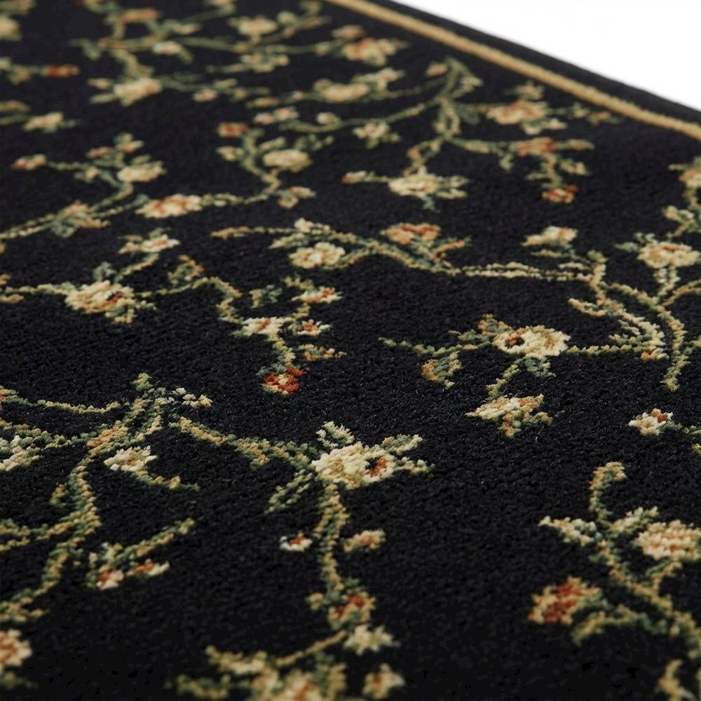 Black and Green Area Rug with Power Loomed Polypropylene Pile and Jute Backing