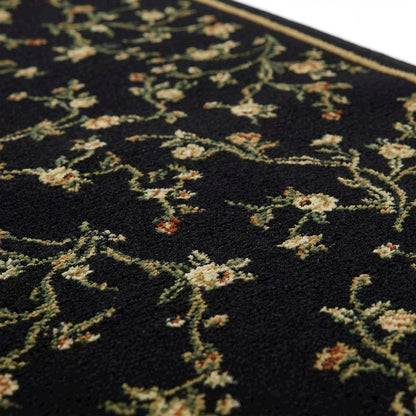 Black and Green Area Rug with Power Loomed Polypropylene Pile and Jute Backing