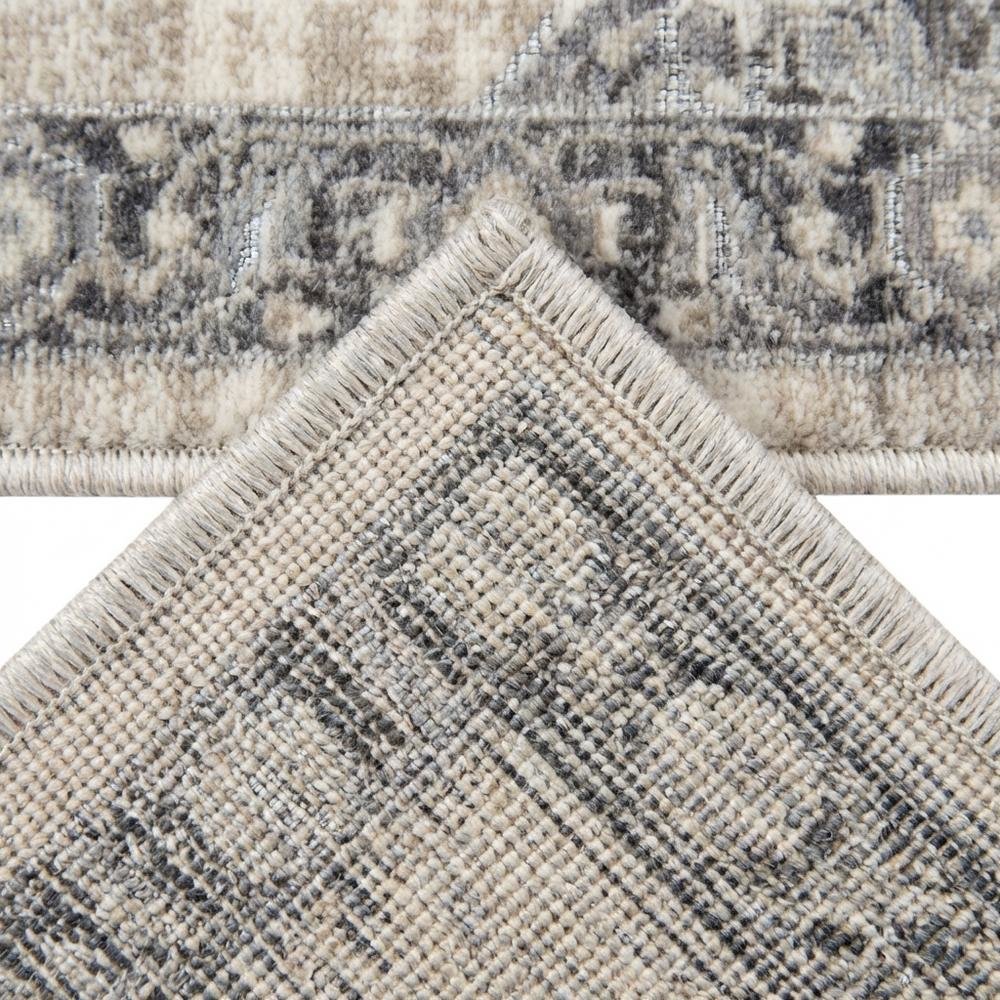 Cream and Grey Area Rug with Jute Backing and Power Loomed Construction, Runner