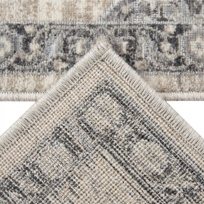 Cream and Grey Area Rug with Jute Backing and Power Loomed Construction, Runner