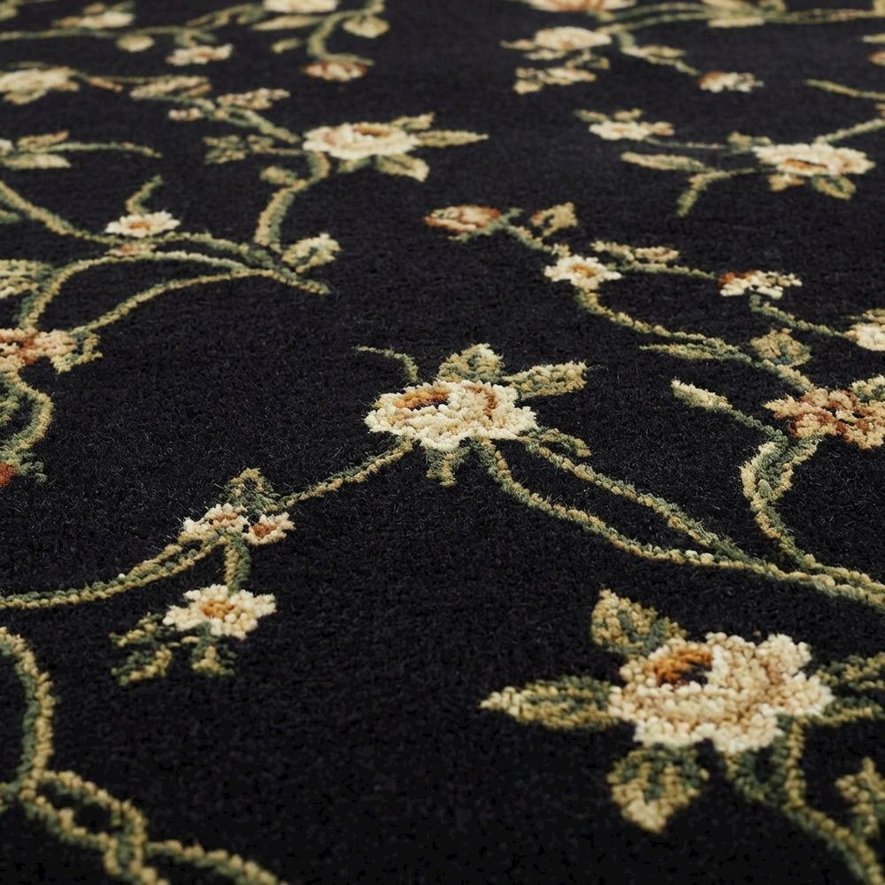Black and Green Area Rug with Power Loomed Construction and Jute Backing