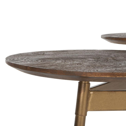 Ian 3 Circle Accent Table, Rustic Honey/Gold